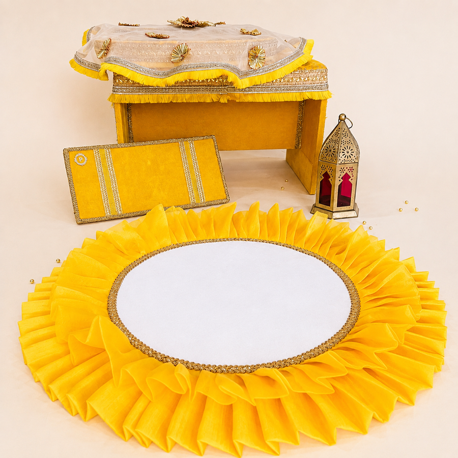 Yellow Brocade Haldi Ceremony Set