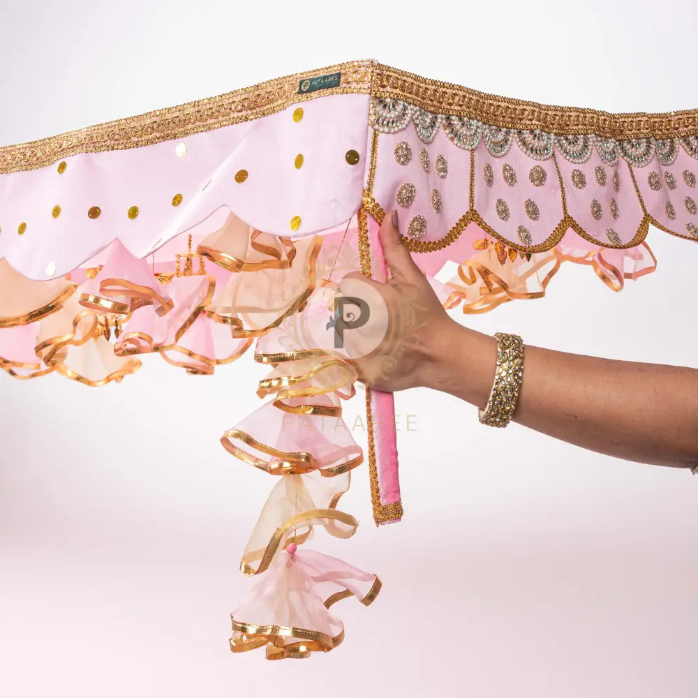 Bridal Chadar With Mirror Work Pastel Pink