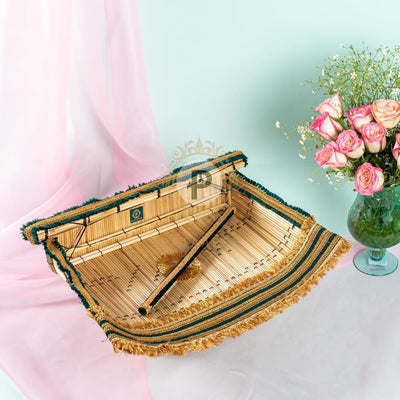 Chajj With Small Stick Green And Gold