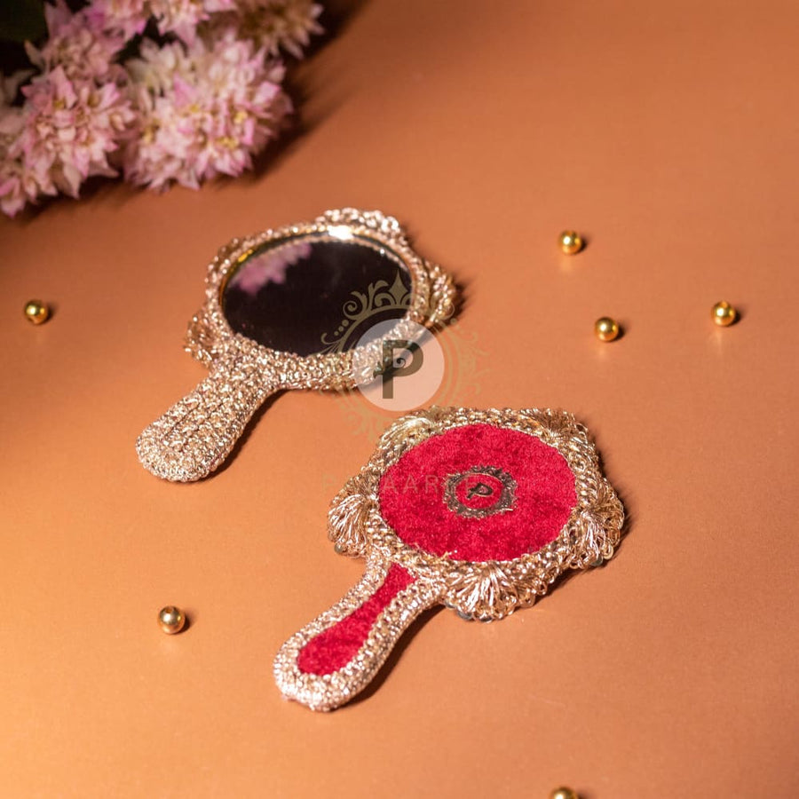 Surkh Hand Mirror Small Maroon Mirror