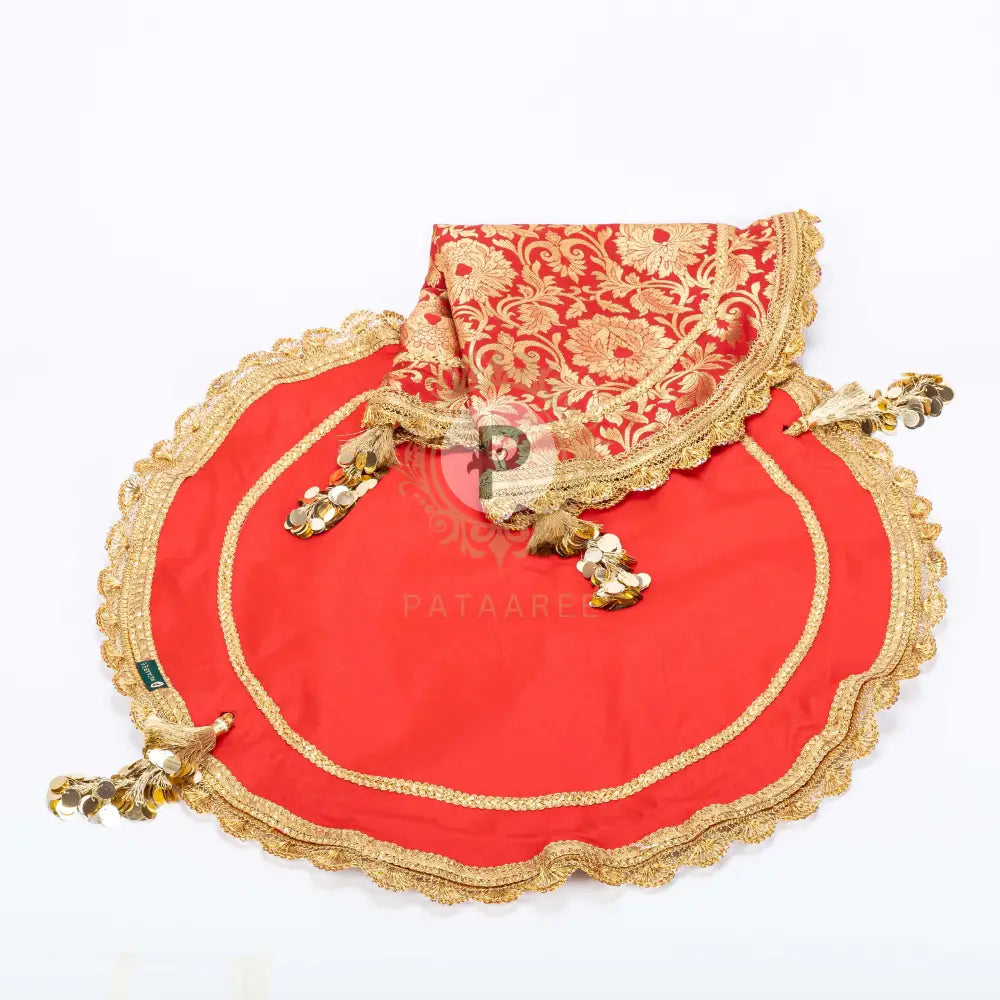 Red Brocade Lap Cover Set