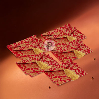 Red Brocade Shagun Envelope – Set of 10 Envelope