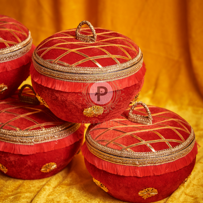 Velvet Ladoo Box Red