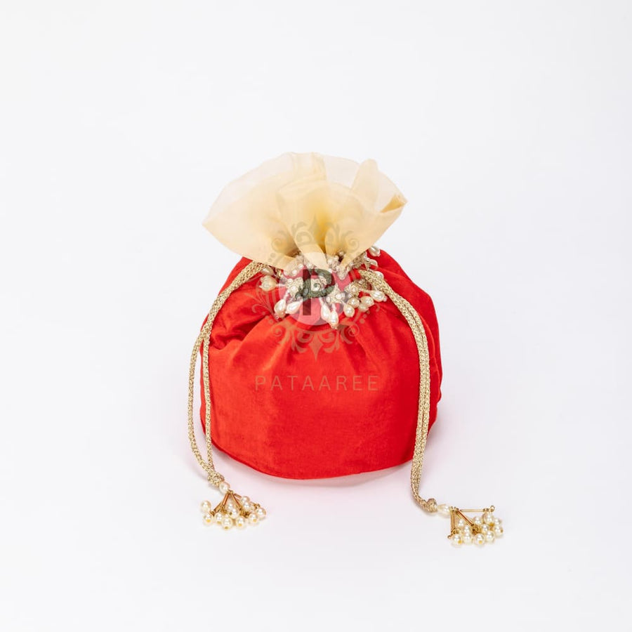 Zehra Velvet Potli Red
