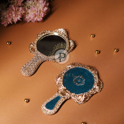 Surkh Hand Mirror Small Teal Blue Mirror
