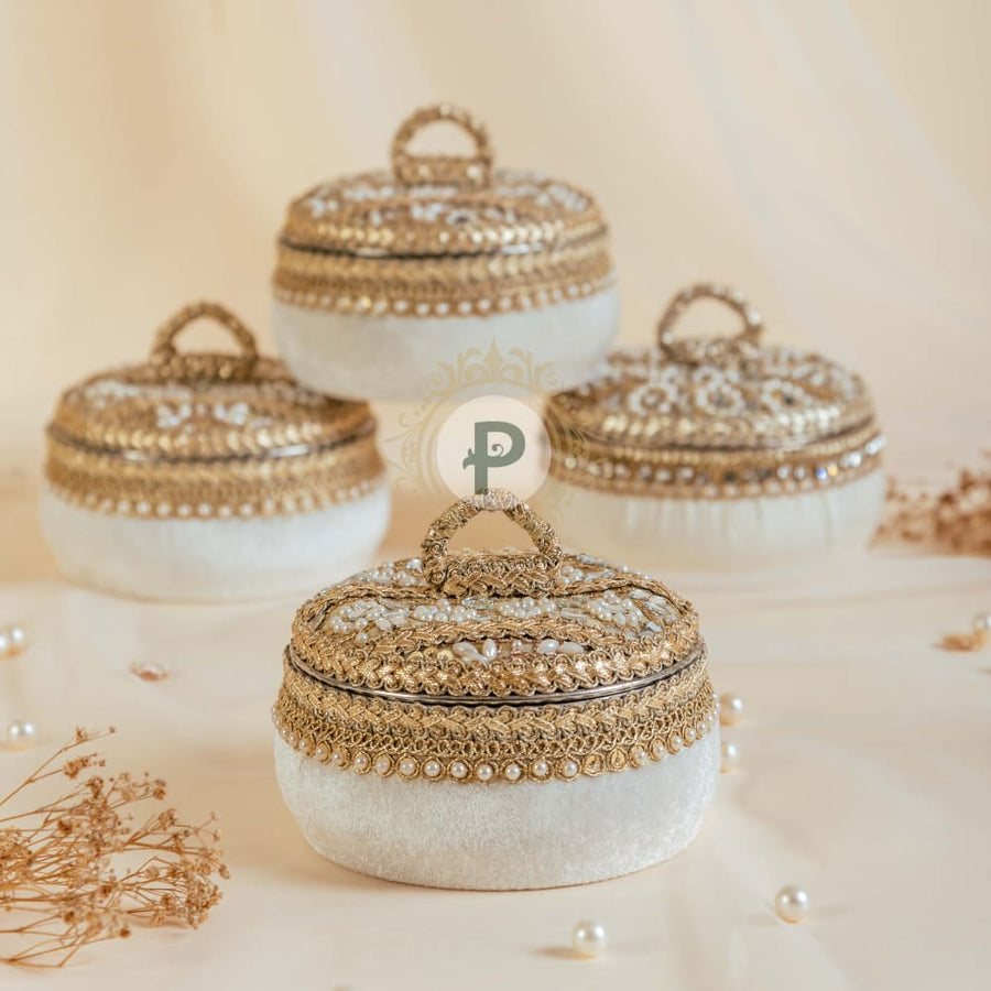 Zehra Ivory Ladoo Box Small Ladoo Box