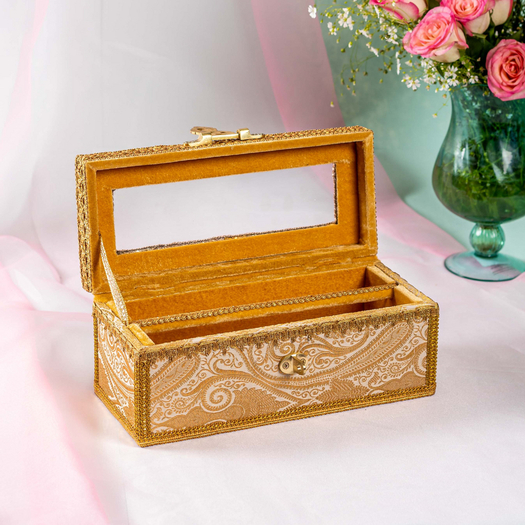 Gold Brocade Satrangi Full Chura Box