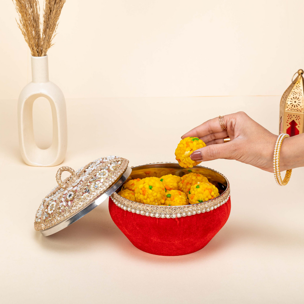 Zehra Ladoo Box 1Kg (Round) Red