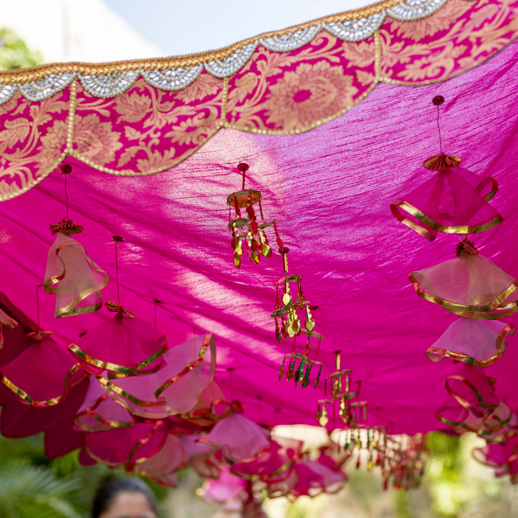 Brocade And Silk Chadar Hot Pink Gold