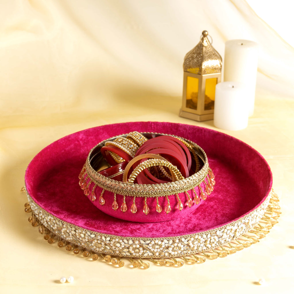 Zehra Thaal With Chura Bowl Hot Pink
