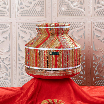Satrangi Jaago Matka With Led Lights Red And Gold