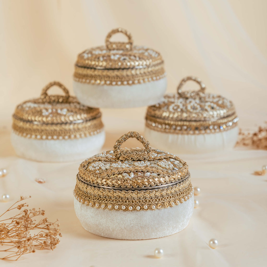 Zehra Ivory Ladoo Box Small Ladoo Box