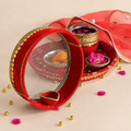 Suhi karwa chauth sargi thali bride red handcrafted India artisan Indian festival