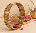 Sunheri karwa chauth sargi thali gold yellow handcrafted India artisan Indian festival