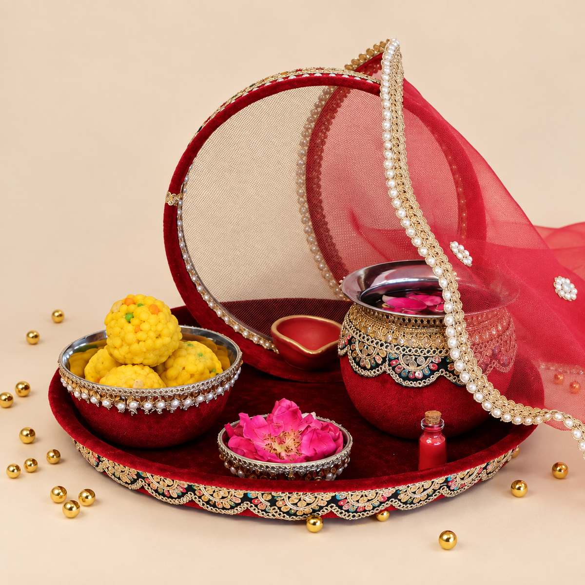Surkh Karwa Chauth Essentials Set