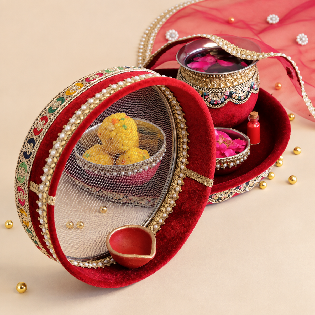 Surkh Karwa Chauth Essentials Set