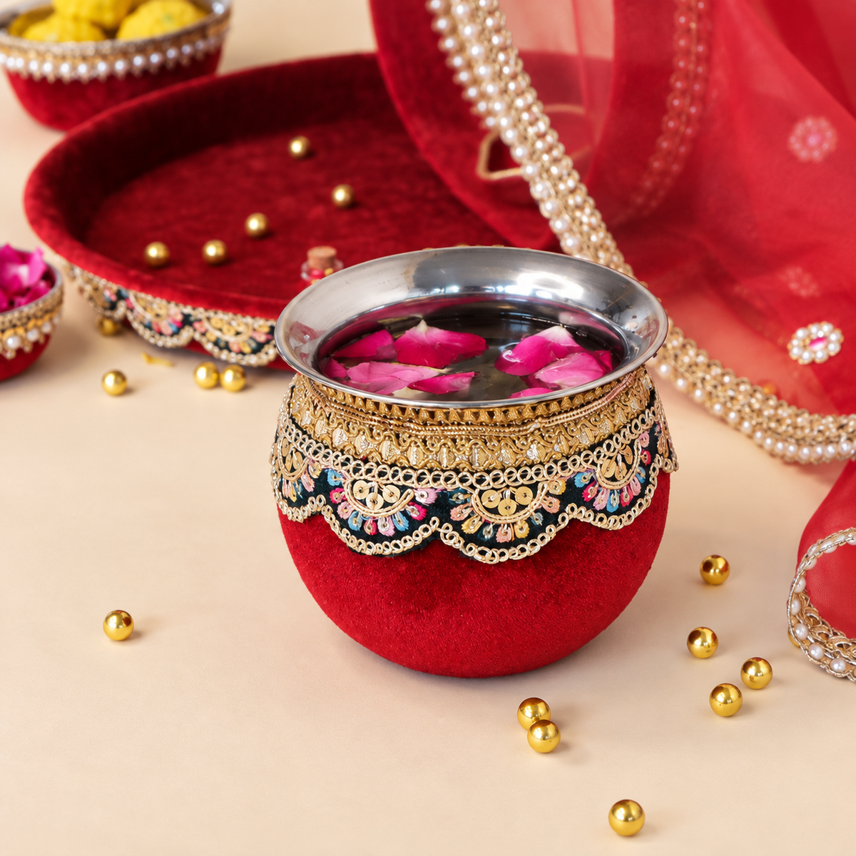 Surkh Karwa Chauth Essentials Set