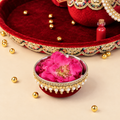 Surkh karwa chauth essentials full display NRI Indian festival Pataaree artisan