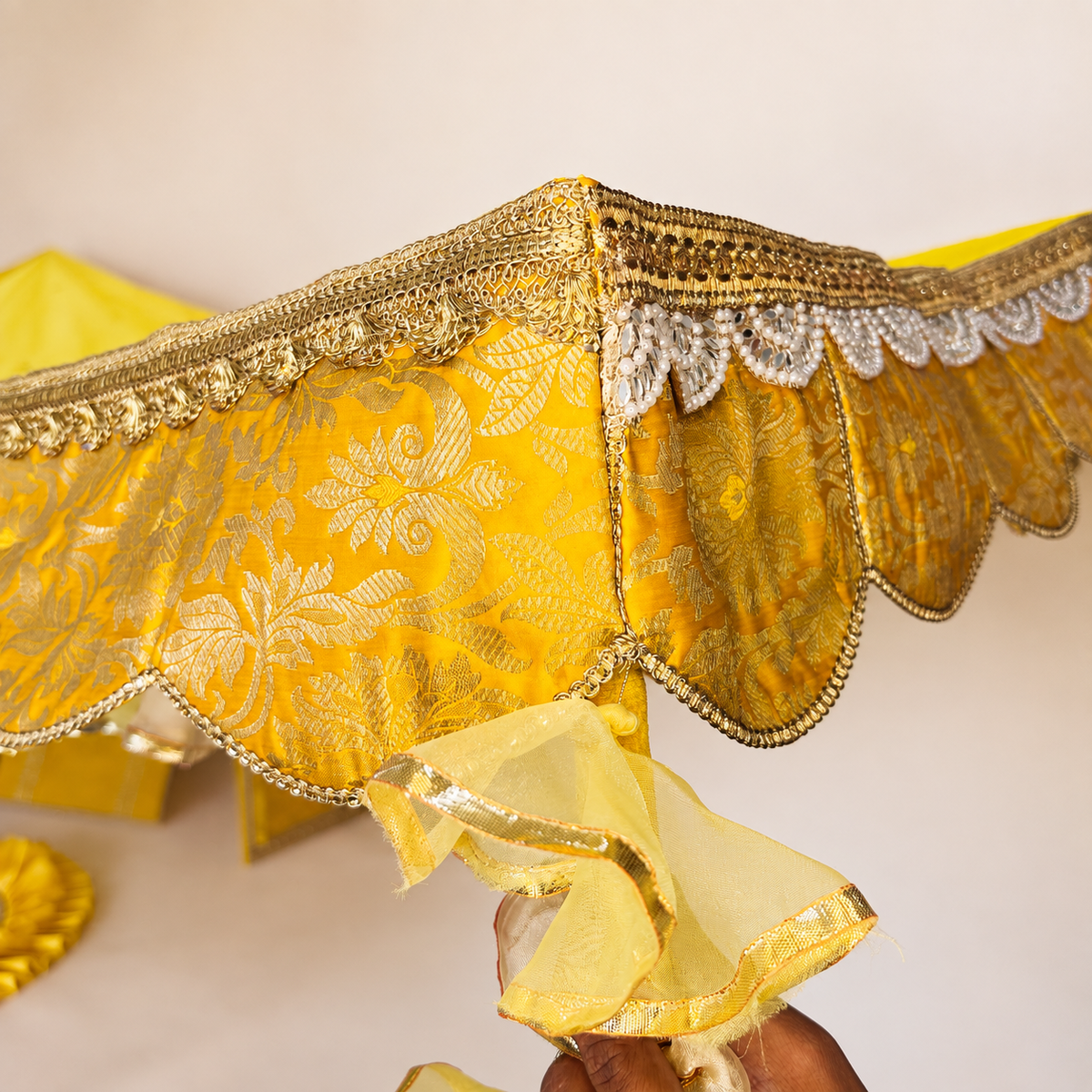 Yellow Brocade Haldi Heirloom Set
