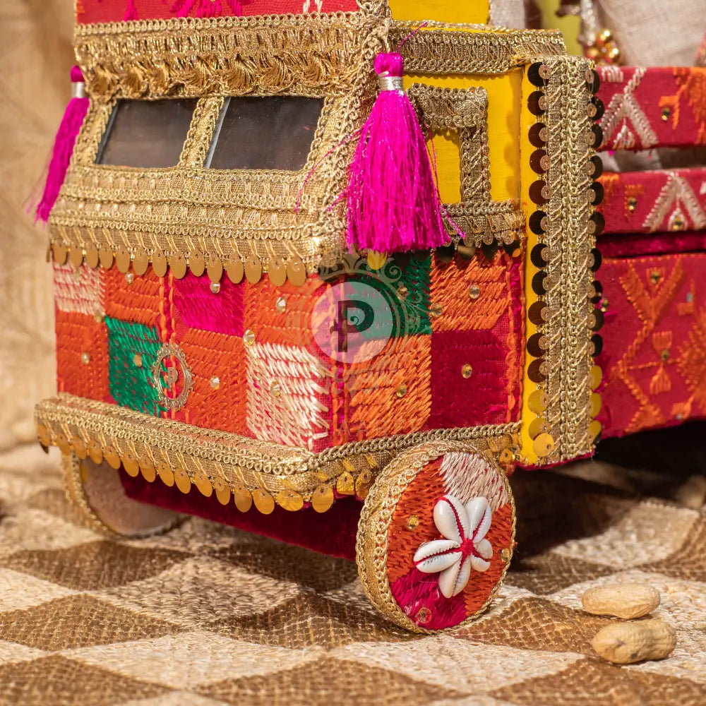 Bagh Phulkari Big Truck with 2 Jute Potlis Truck with Potli