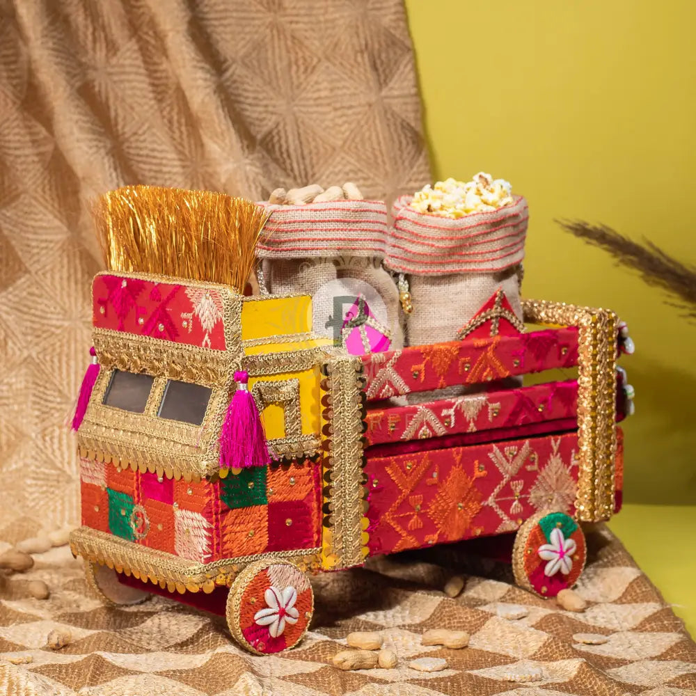 Bagh Phulkari Big Truck with 2 Jute Potlis Truck with Potli