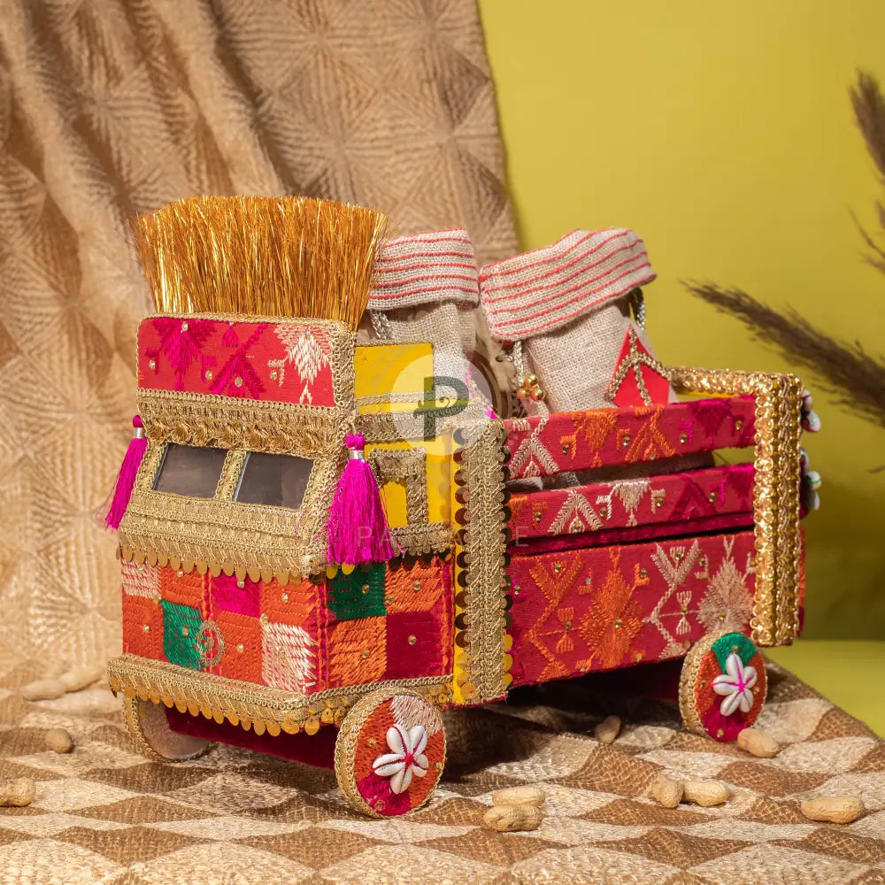 Bagh Phulkari Big Truck with 2 Jute Potlis Truck with Potli