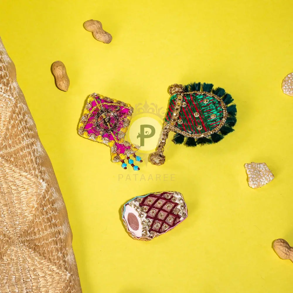 Baisakhi Pin Set of 3 (Pakhi Dhol and Kite) Brooch Pin