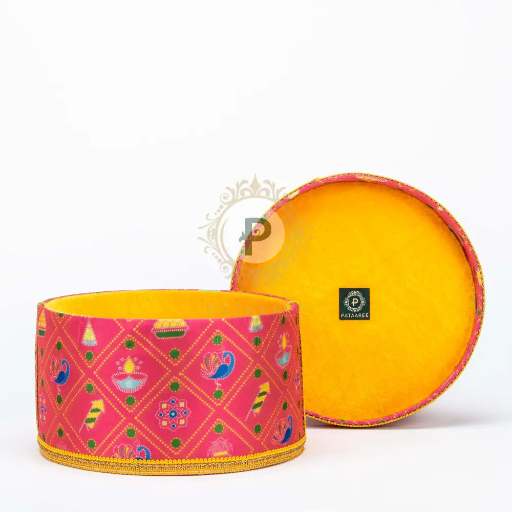 Bandhej Round Pataaree With Lid