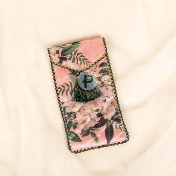 Floral Sunglass Pouch Blush Pink and Emerald Sunglass Cover