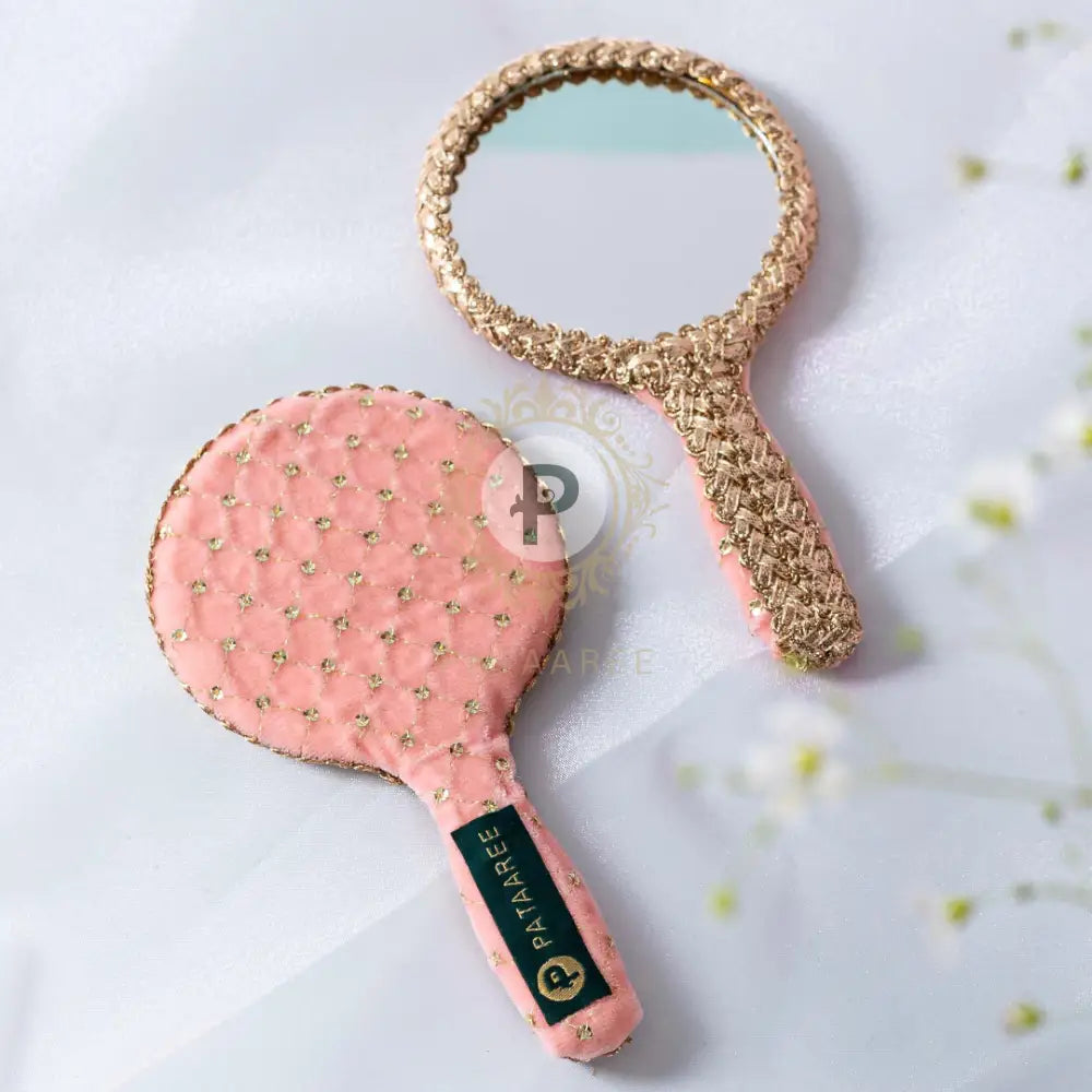 Pink Velvet Hand Mirror