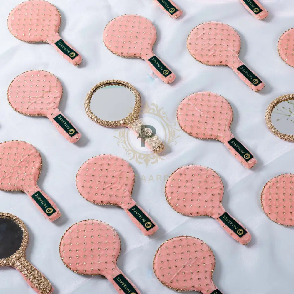 Pink Velvet Hand Mirror