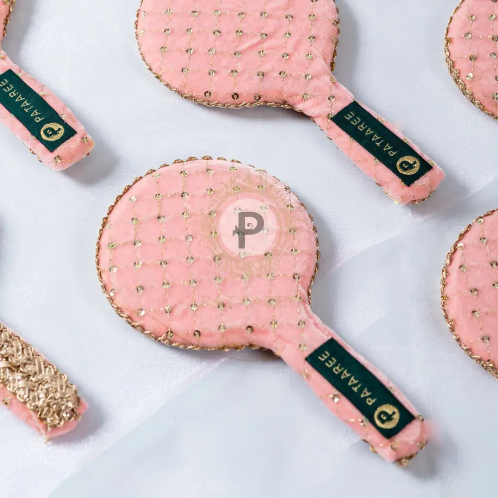 Pink Velvet Hand Mirror