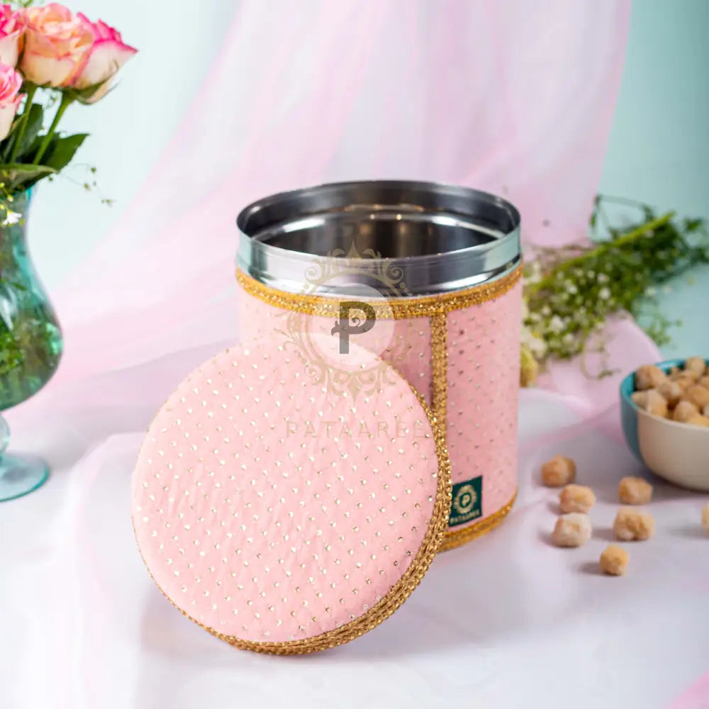 Pink Velvet Round Bhaji Box (3-5Kg)