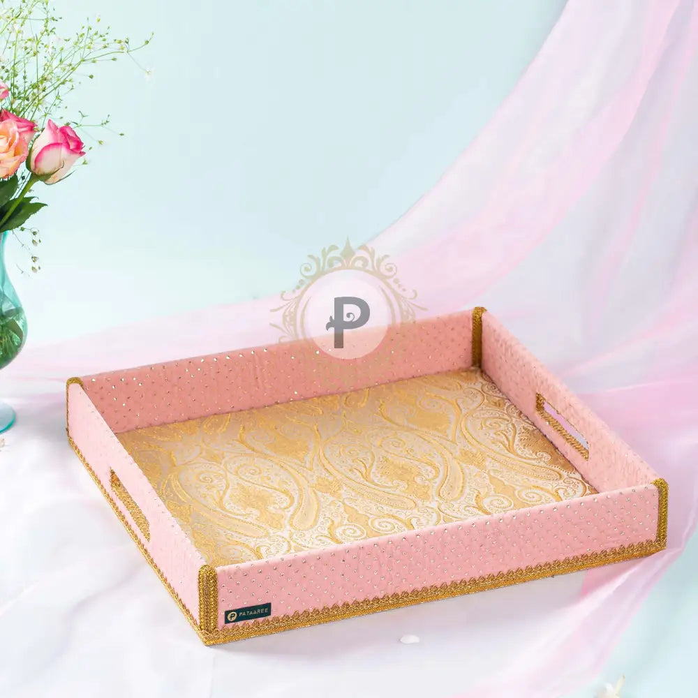 Pink Velvet Tray With Cover