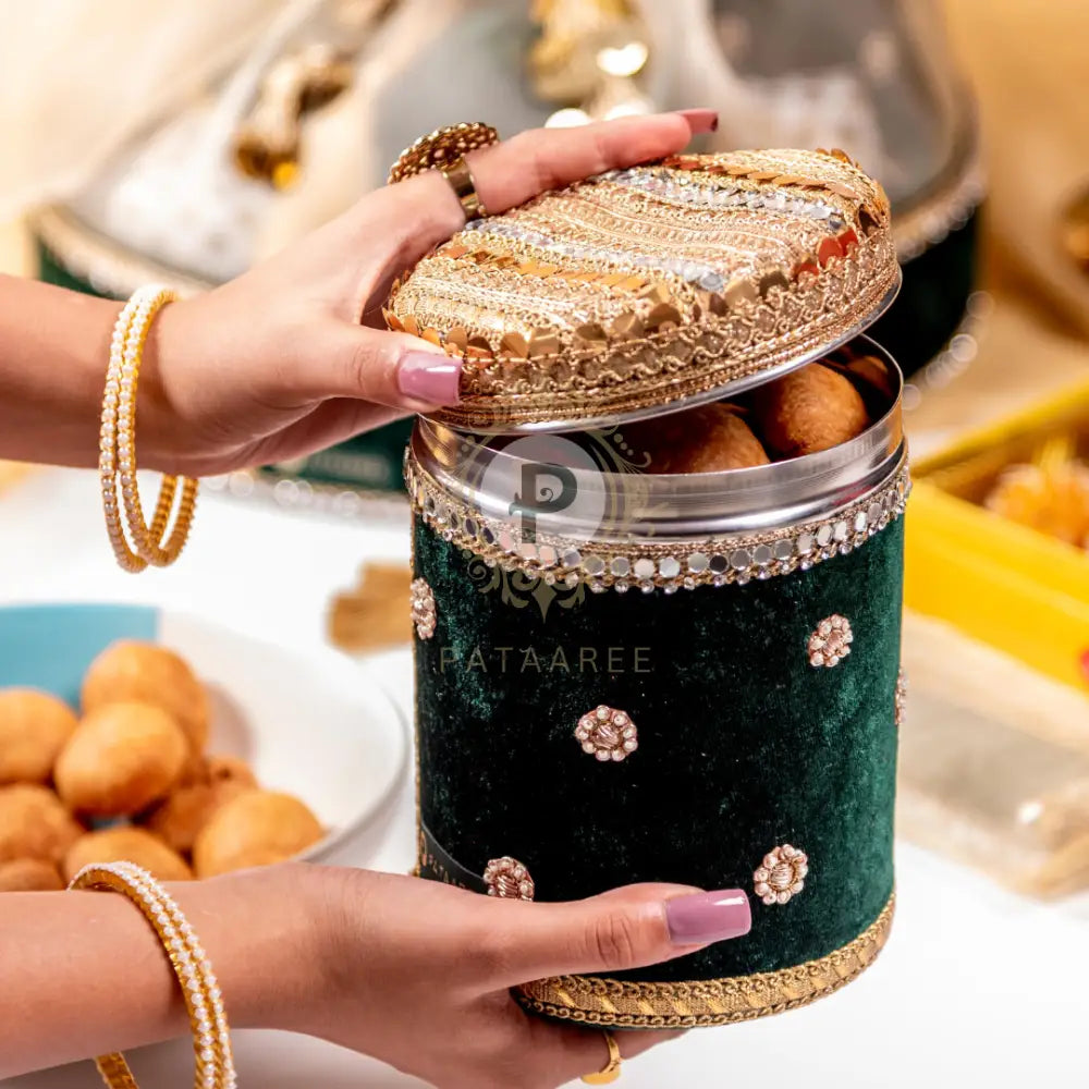 Km Velvet Ladoo Box (Long Shape)