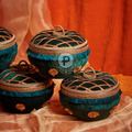 Velvet Ladoo Box Bottle Green