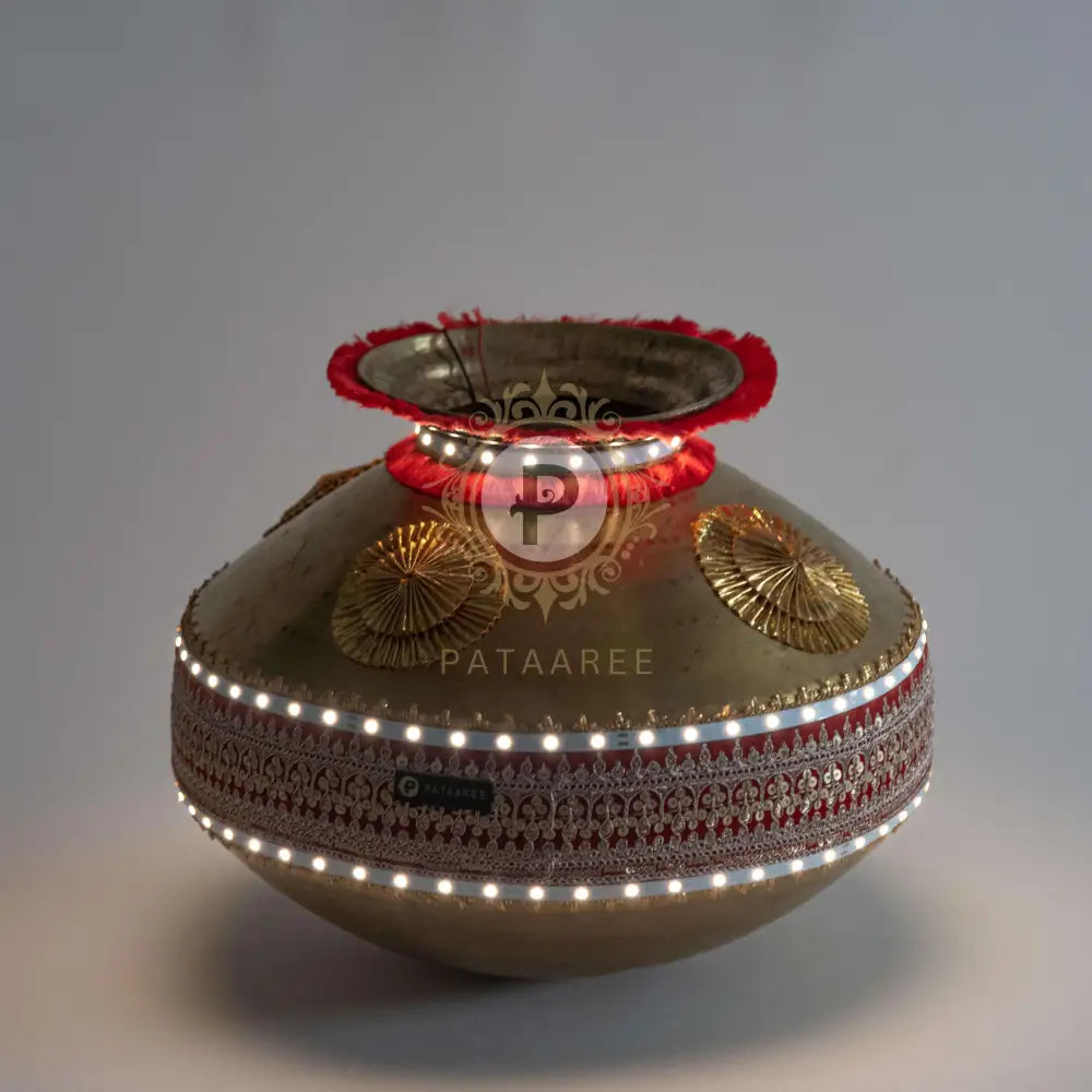 Brass Jaago Matka With Led Lights
