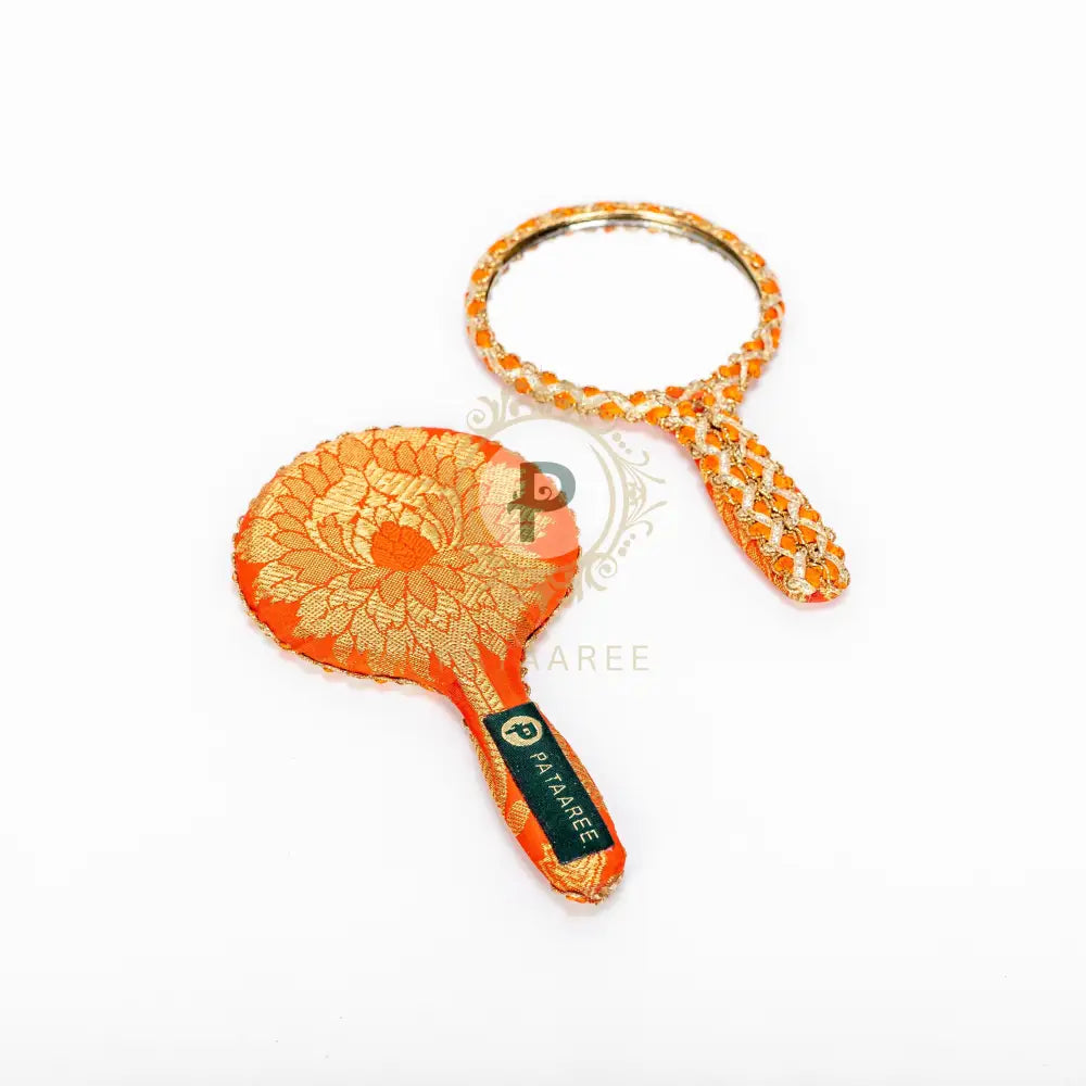 Brocade Hand Mirror Orange