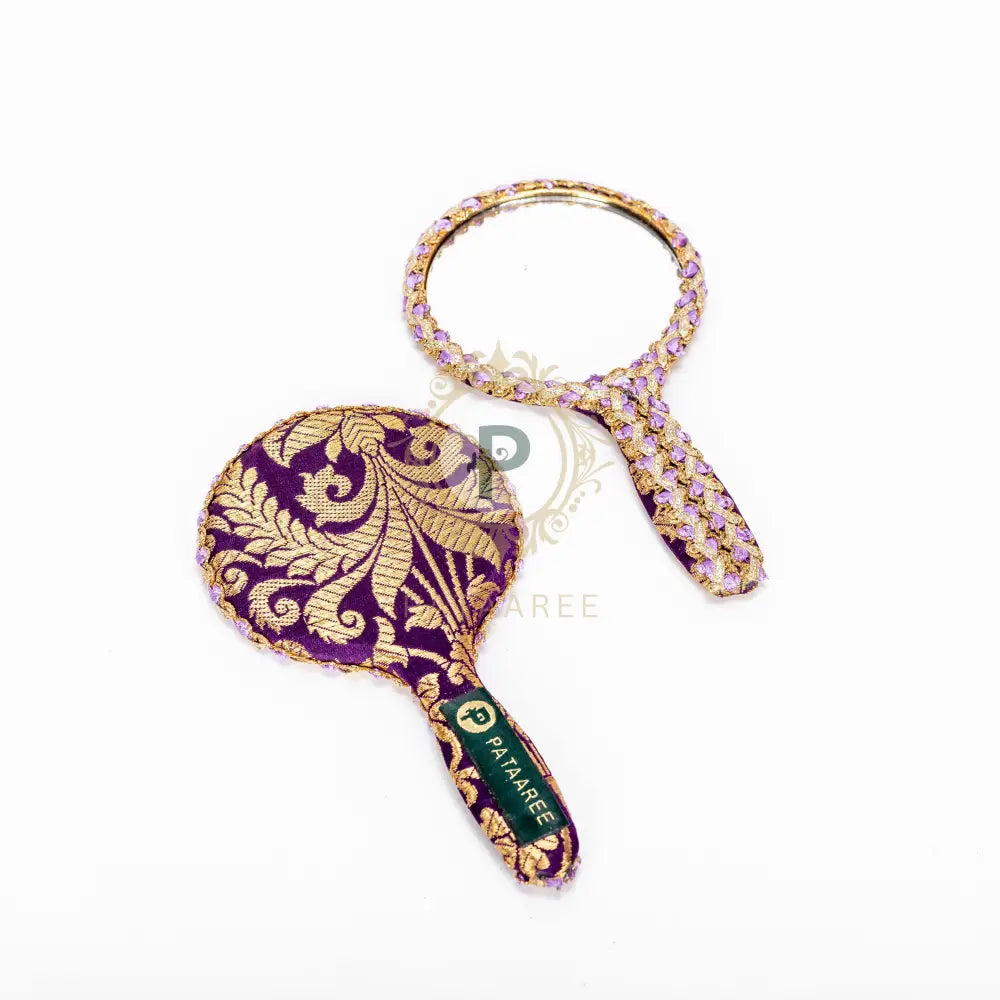 Brocade Hand Mirror Purple