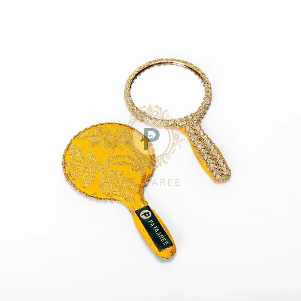 Brocade Hand Mirror Yellow