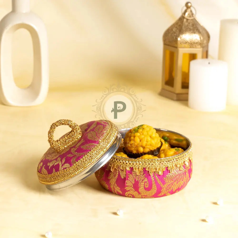 Brocade Ladoo Box Small Ladoo Box