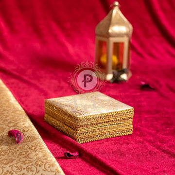 Brocade Single Kada Box Ivory And Gold