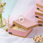 Pink Velvet Palki Sahe Chithi Set With Scroll