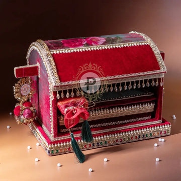 Surkh Palki Sahe Chithi Set with Screen Printed Scroll Sahe Chithi
