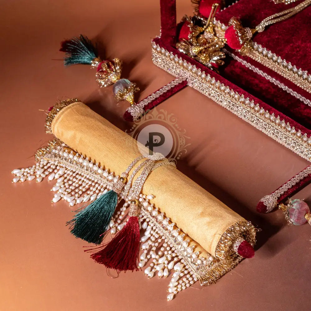Surkh Palki Sahe Chithi Set with Screen Printed Scroll (Open Design) Sahe Chithi