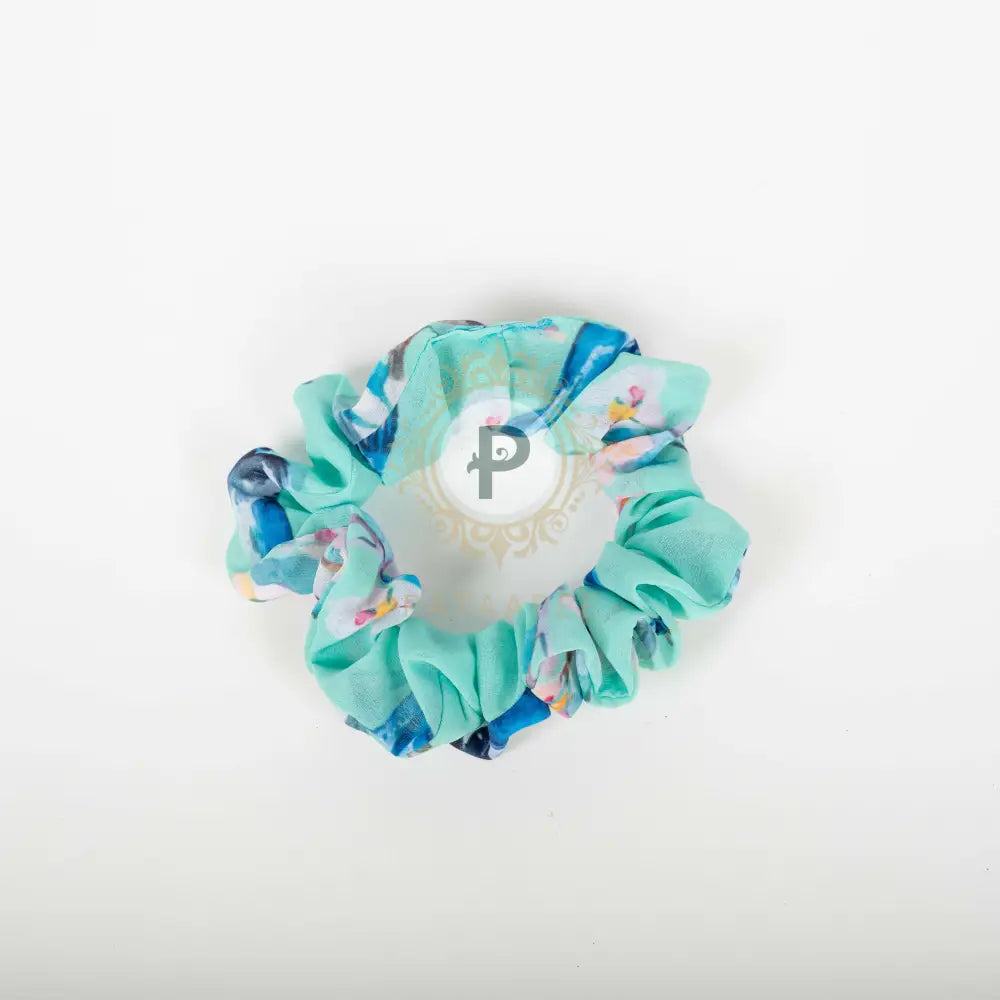 Floral Scrunchie Blue Bird Scrunchie