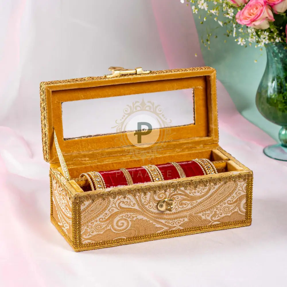 Gold Brocade Satrangi Full Chura Box