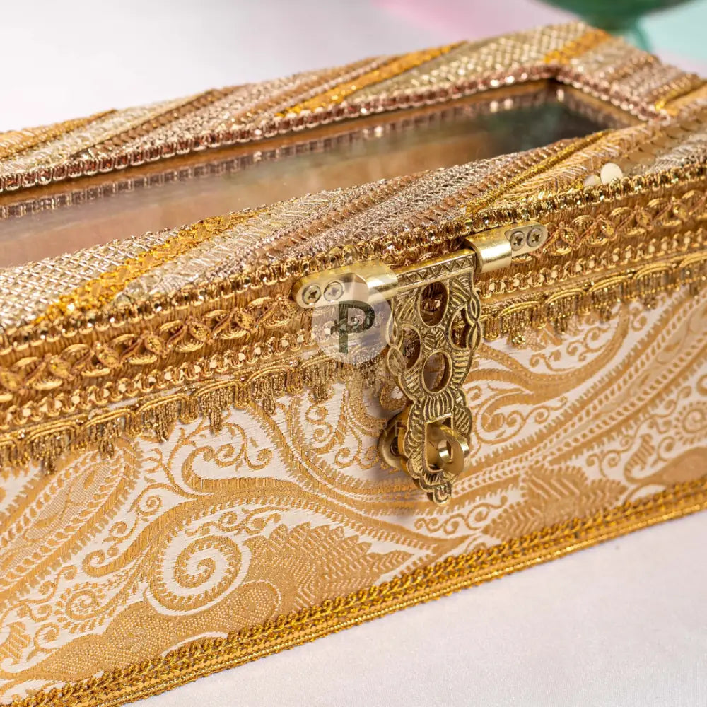 Gold Brocade Satrangi Full Chura Box