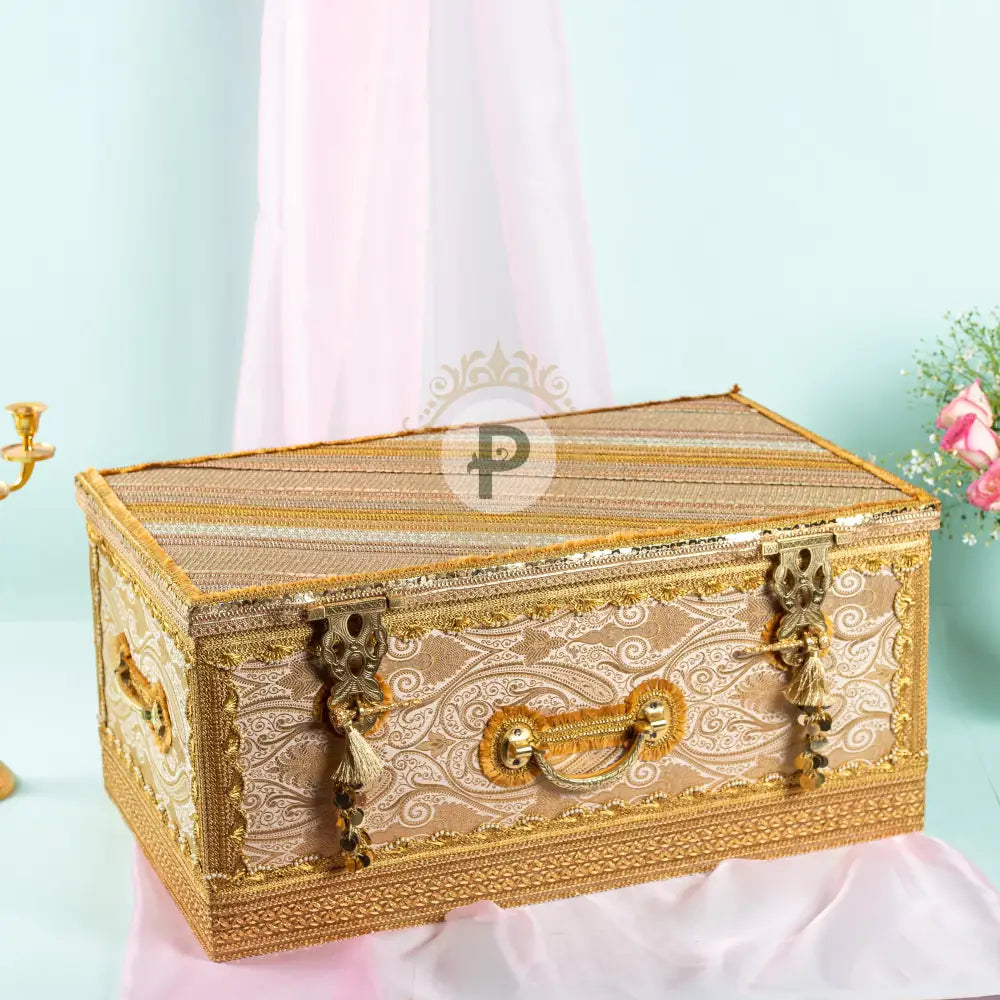 Gold Brocade Satrangi Trousseau Trunk