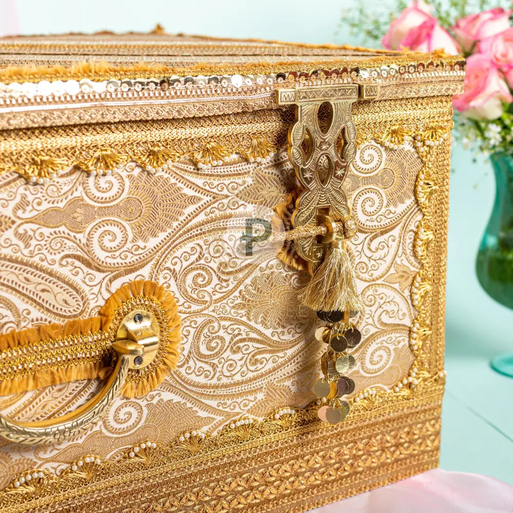 Gold Brocade Satrangi Trousseau Trunk